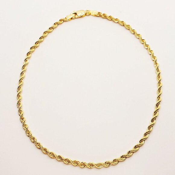 10K Yellow Gold Italian Rope Anklet (2.6mm), 10 Inches - Picture 2 of 5